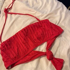 Red Ruched Women's swim halter tube Top